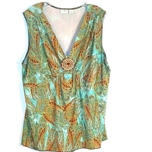 Cato Green Asymmetrical Embellished Blouse